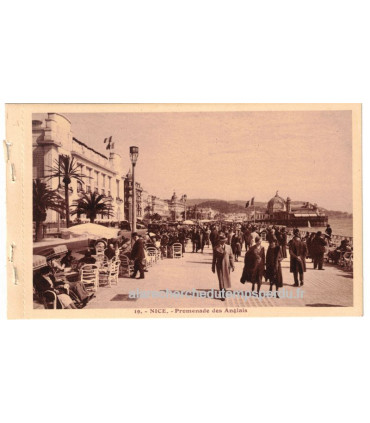 Nice, Promenade des Anglais - série carnet Nice A la Riviera, carte postale 06 Alpes-Maritimes,