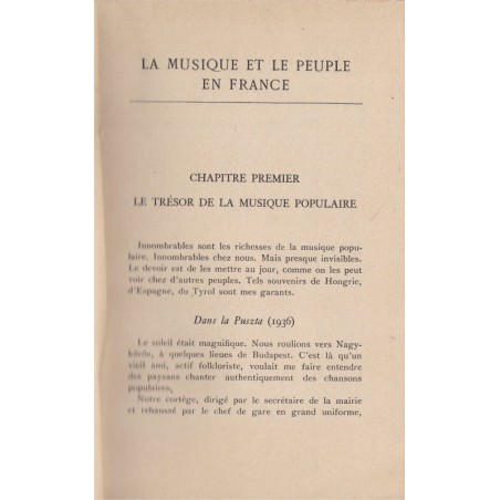 La musique et le Peuple en France, André Coeuroy, 1941 - musiciens, chansons, 1940
