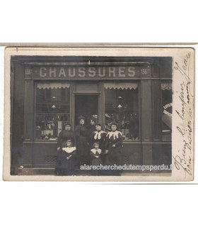 Nogent sur Marne, magasin chaussures 1907, avec timbre France Semeuse 10c rouge 1907 - carte postale département 94, philatélie