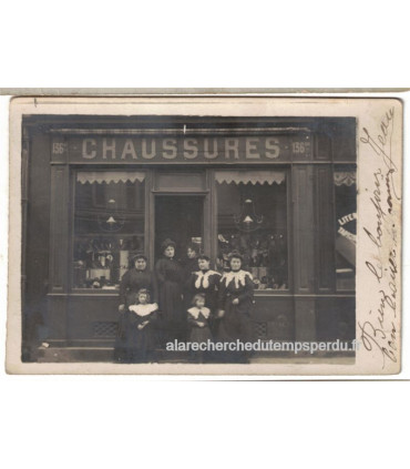 Nogent sur Marne, magasin chaussures 1907, avec timbre France Semeuse 10c rouge 1907 - carte postale département 94, philatélie