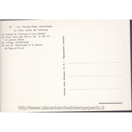 La Vallée de Vallouise - Hautes-Alpes 05, carte postale, montagne, Airel