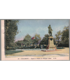 Chaumont, Square et statue de Philippe Lebon,  - carte postale département 52 Haute-Marne,