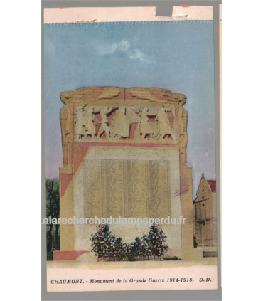 Chaumont, Monument de la Grande Guerre 1914-1918,  - carte postale département 52 Haute-Marne, monument aux morts