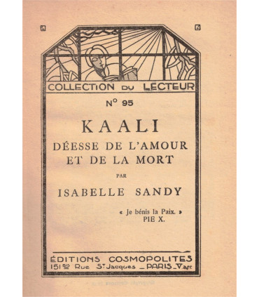 Kaali déesse de l'amour et de la mort, Isabelle Sandy - Collection du lecteur, roman,