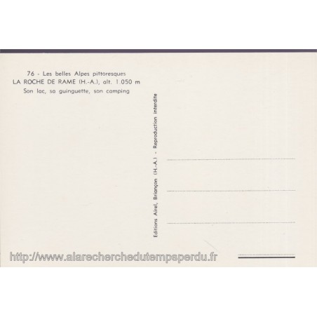 Souvenir de la Roche de Rame - 05, Hautes-Alpes, carte postale, lac, camping, Airel