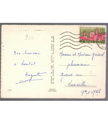 Pierrefonds-Oise, château, lac de Pierrefonds, Timbre poste Le Havre 12f 1958 - carte postale département 60 Oise