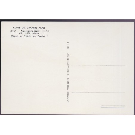Vars-Sainte-Marie, départ du téléski du Peynier - 05, Hautes-Alpes, carte postale, ski