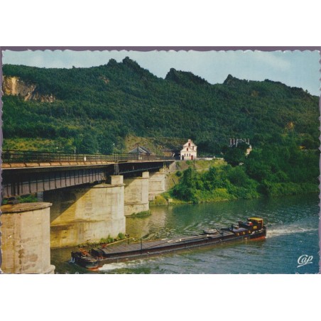Château-Regnault, Vallée de la Meuse - carte postale, 08 Ardennes, péniche, pont, CAP