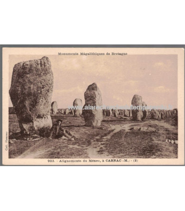 Carnac, alignements du Ménec, monuments mégalithiques de Bretagne - menhirs, folklore, carte postale département 56 Morbihan,