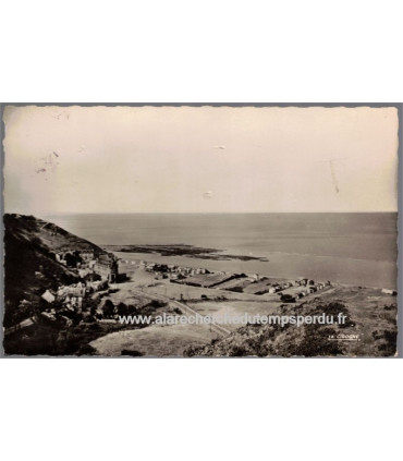 Carolles, la plage, timbre-poste Marianne de Gandon 12f 1951  - carte postale département 50 Manche, philatélie,