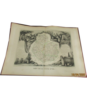 Gravure Département de la Côte d'Or 1846, Levasseur, - Atlas national illustré Levasseur