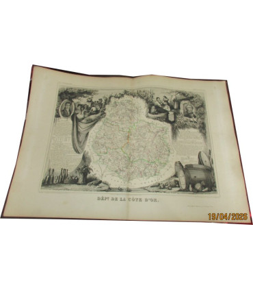 Gravure Département de la Côte d'Or 1846, Levasseur, - Atlas national illustré Levasseur