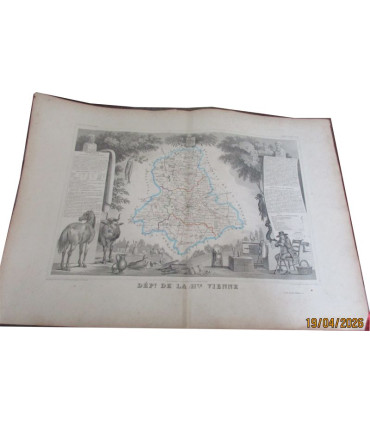 Gravure Département de la Haute Vienne 1846, Levasseur, - Atlas national illustré Levasseur