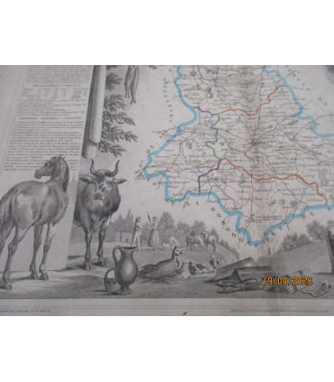 Gravure Haute-Vienne 1850, Levasseur, département 87 - Atlas national illustré