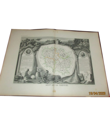 Gravure Département de la Creuse 1846, Levasseur, - Atlas national illustré Levasseur