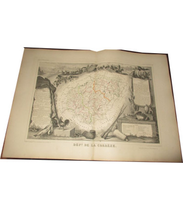 Gravure Corrèze 1850, Levasseur, département 19 - Atlas national illustré