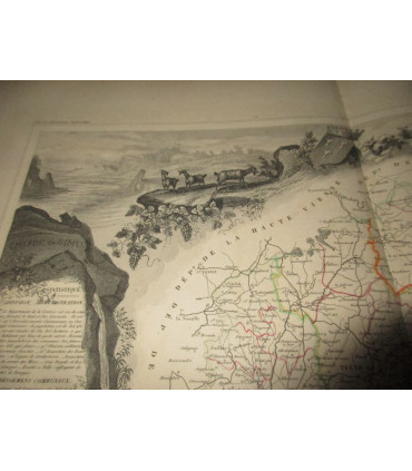 Gravure Département de la Corrèze 1843, Levasseur, - Atlas national illustré