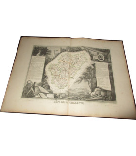 Gravure Département de la Charente 1846, Levasseur, - Atlas national illustré, cartes géographiques,