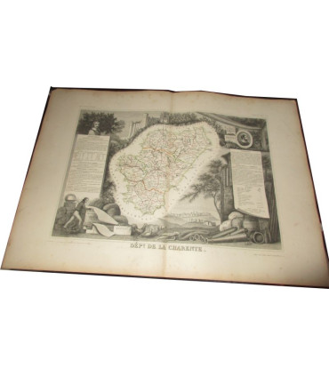 Gravure Département de la Charente 1845, Levasseur, - Atlas national illustré, cartes géographiques,