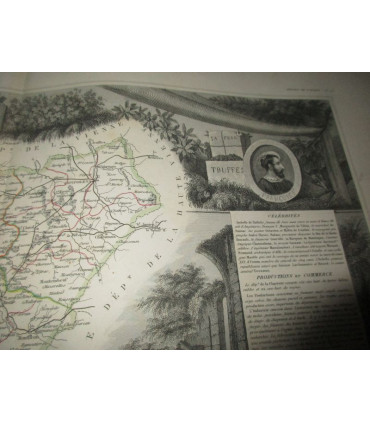 Gravure Charente 1850, Levasseur, département 16 - Atlas national illustré, cartes géographiques,