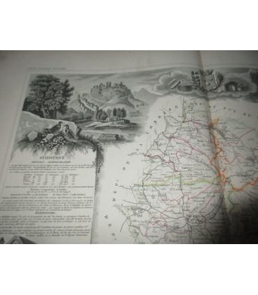 Gravure Département du Cantal 1846, Levasseur, - Atlas national illustré, cartes géographiques,