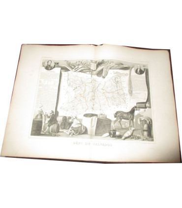 Gravure Département du Calvados 1845 Levasseur  - Atlas national illustré, cartes géographiques,