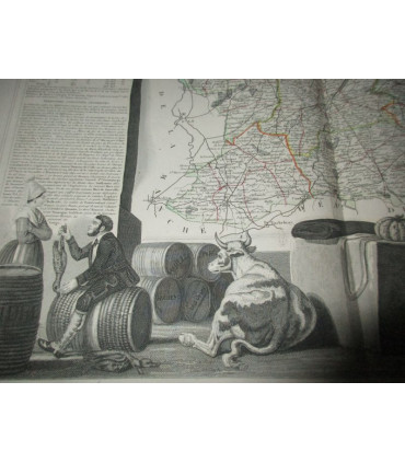 Gravure Département du Calvados 1846 Levasseur  - Atlas national illustré, cartes géographiques,
