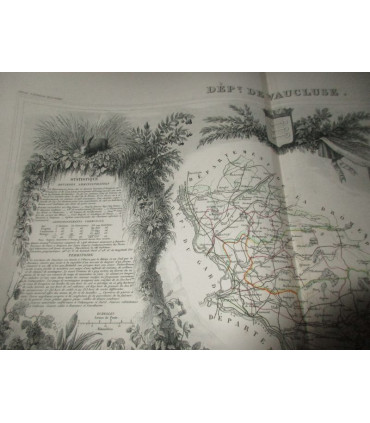 Gravure Département de Vaucluse 1844 Levasseur  - département 84, Atlas national illustré Levasseur, cartes géographiques,