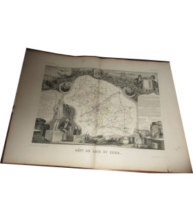 Gravure Département de Loir et Cher 1846 Levasseur  - Atlas national illustré Levasseur, cartes géographiques,