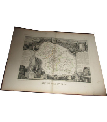 Gravure Département de Loir et Cher 1845 Levasseur  - Atlas national illustré Levasseur, cartes géographiques,