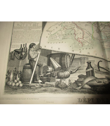 Gravure Département Bouches du Rhône 1842, Levasseur, dépt 13 -  Atlas national illustré, cartes géographiques,