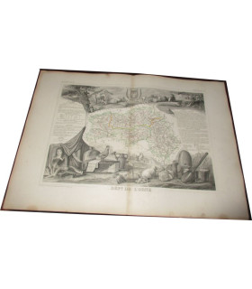 Gravure Département de l'Orne 1846 Levasseur  - département 61, Atlas national illustré Levasseur, cartes géographiques,