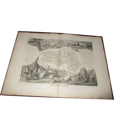 Gravure Département de l'Orne 1846 Levasseur  - département 61, Atlas national illustré Levasseur, cartes géographiques,