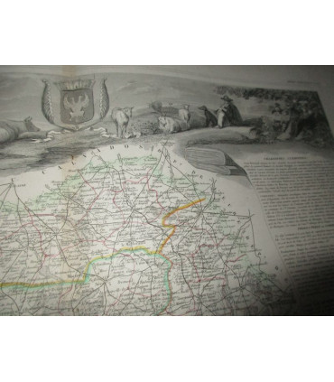 Gravure Département de l'Orne 1846 Levasseur  - département 61, Atlas national illustré Levasseur, cartes géographiques,