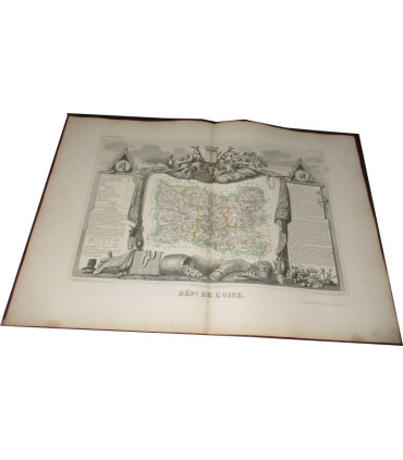 Gravure Département de l'Oise 1846, Levasseur, - département 60, Atlas national illustré Levasseur