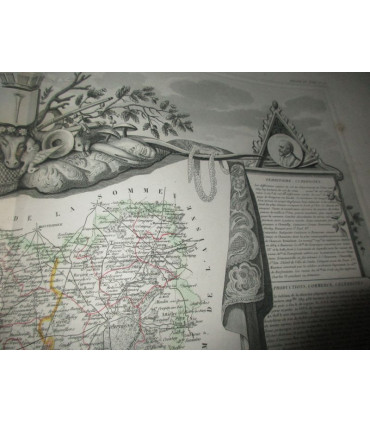 Gravure Département de l'Oise 1846, Levasseur, - département 60, Atlas national illustré Levasseur