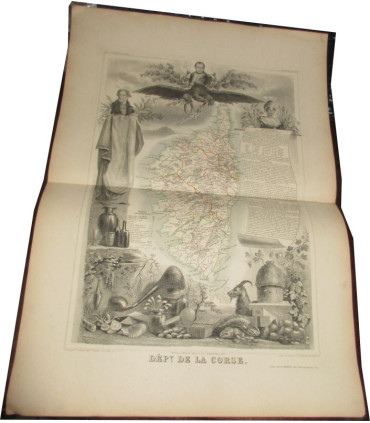 Gravure Département de la Corse 1844, Levasseur, - Atlas national illustré Levasseur, cartes géographiques,