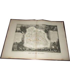 Gravure Département du Puy de Dôme 1846 Levasseur  - département 63, Atlas national illustré Levasseur, cartes géographiques,