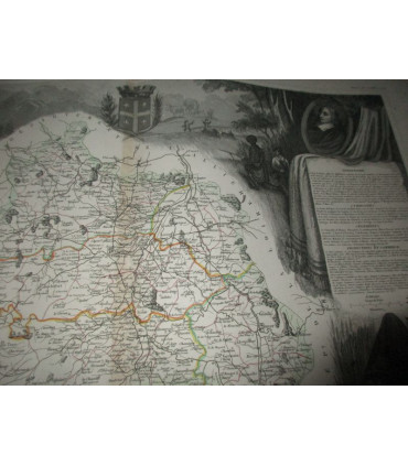 Gravure Département du Puy de Dôme 1846 Levasseur  - département 63, Atlas national illustré Levasseur, cartes géographiques,