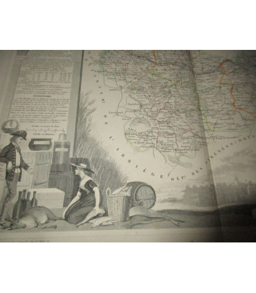 Gravure Département de l'Aude 1846 Levasseur  - département 11, Atlas national illustré Levasseur, cartes géographiques,