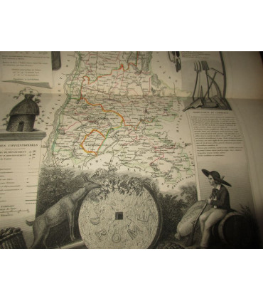 Gravure Département de la Drôme 1842, Levasseur, dépt 26 -  Atlas national illustré, cartes géographiques,