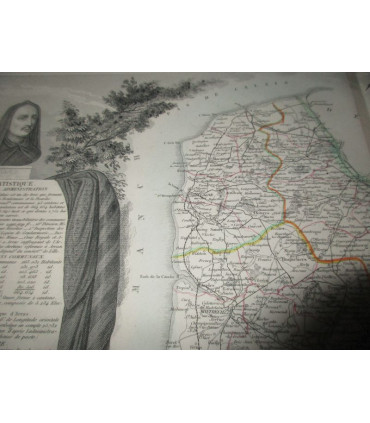 Gravure Département du Pas-de-Calais 1844, Levasseur, - département 62, Atlas national illustré Levasseur, cartes géographiques,