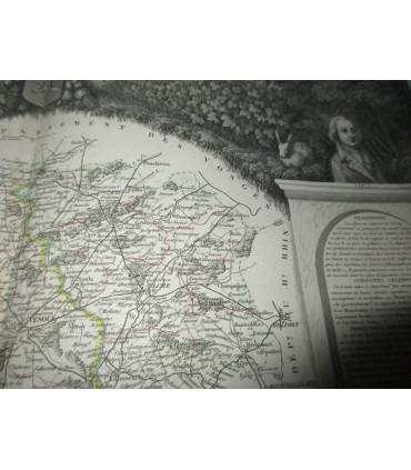 Gravure Département de la Haute Saône 1846 Levasseur  - département 70, Atlas national illustré Levasseur, cartes géographiques,