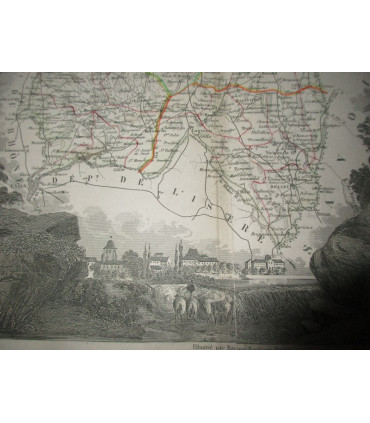 Gravure Département de l'Ain 1846 Levasseur  - département 01, Atlas national illustré Levasseur, cartes géographiques,