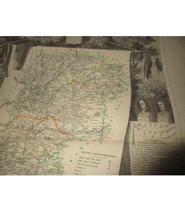 Gravure Département de l'Aisne 1844, Levasseur, - Atlas national illustré Levasseur, cartes géographiques,