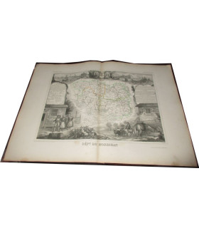 Gravure Département du Morbihan 1846 Levasseur  - département 56, Atlas national illustré Levasseur, cartes géographiques,
