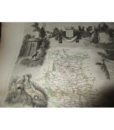 Gravure Département de la Loire 1846 Levasseur  - département 42, Atlas national illustré Levasseur, cartes géographiques,