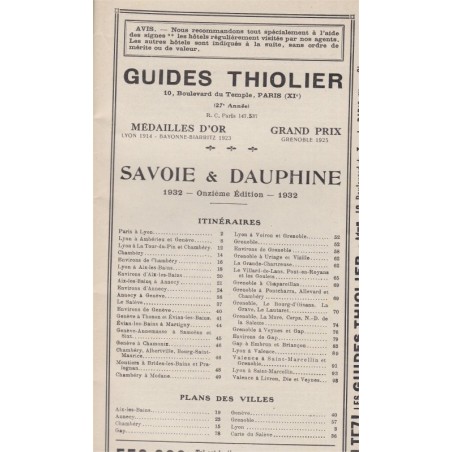 Guides Thiolier, Savoie et Dauphiné, 1932 - région Auvergne-Rhône-Alpes