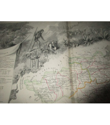 Gravure Département des Pyrénées Orientales 1844, Levasseur, - Atlas national illustré Levasseur, cartes géographiques,