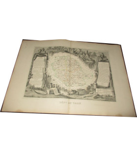 Gravure Département du Tarn 1846 Levasseur  - département 81, Atlas national illustré Levasseur, cartes géographiques,
